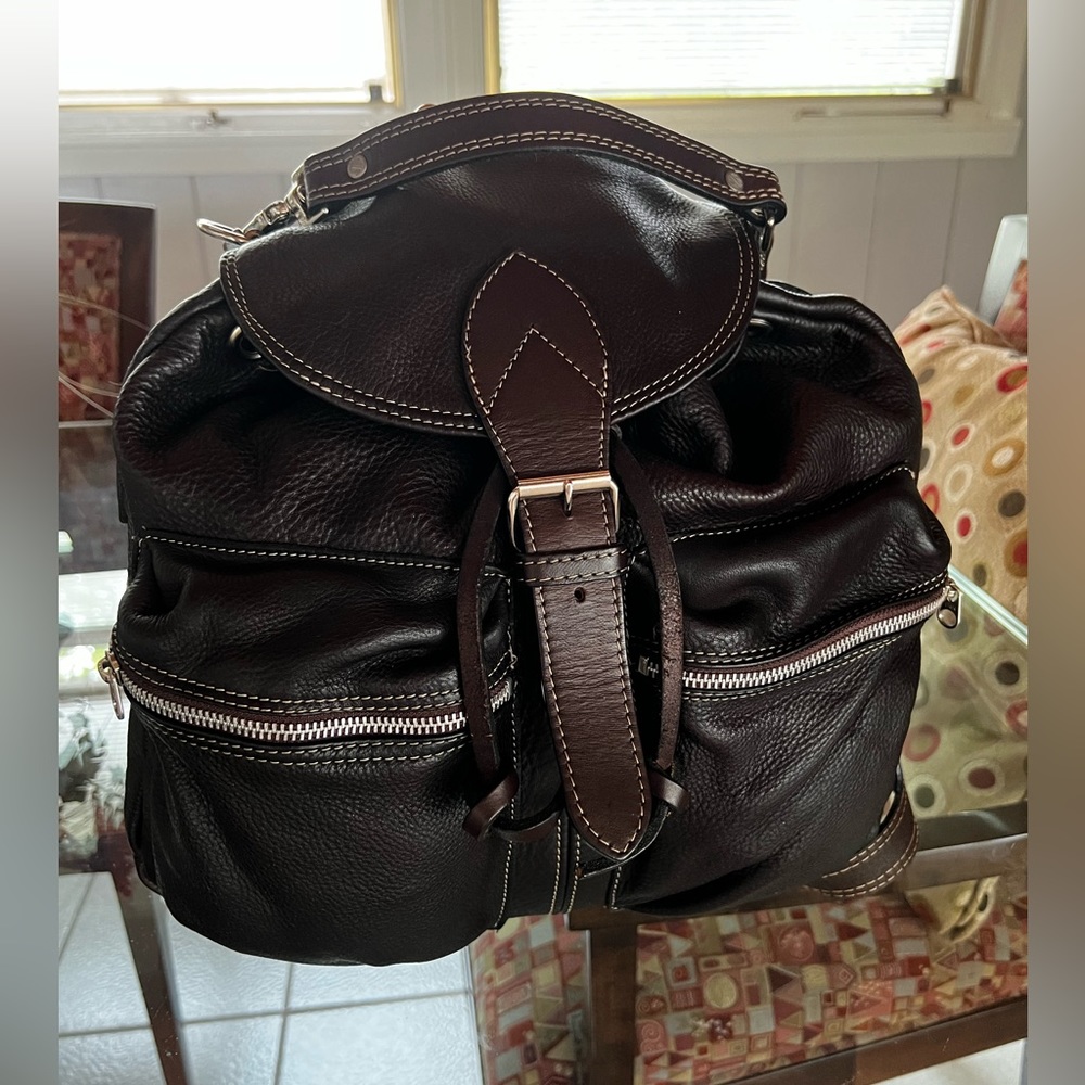 Vintage 90s Rugby Rucksack / Backpack! Dark Brown!